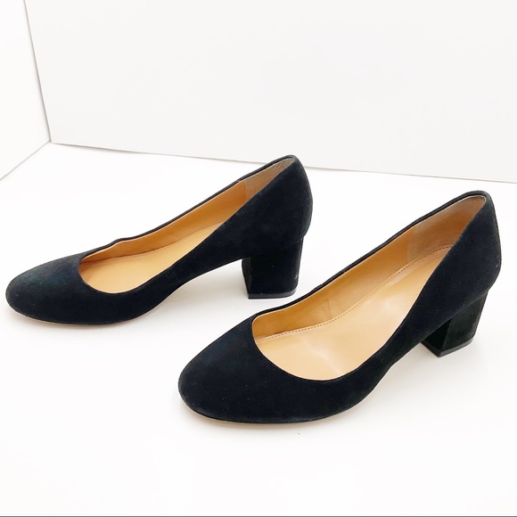 {J. Crew} Black Suede Round Toe Block Heel Pumps - Picture 13 of 16
